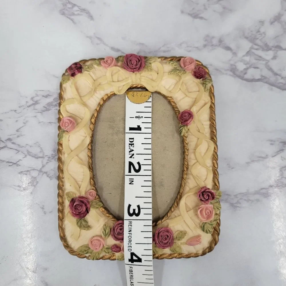 Vintage Dezine Hand Painted Floral Cream and Pink Photo Frame